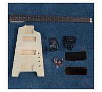 Kit per Chitarra incompiuto Basso Elettrico Senza Testa Semilavorato da 41 Pollici Corpo in Mogano E Tastiera in Palissandro con Tutto L'hardware