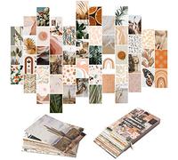 Kit per collage da parete con immagini estetiche bohémien, 50 pezzi, color pesca foglia di tè, collage di foto, decorazione per dormitorio, per ragazze, adolescenti e donne, kit di stampe da parete in