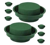 Kit per Composizioni Floreali Ciotola per Supporto Stabile e Alta Ritenzione d'Acqua 8 Blocchi di Schiuma Floreale Verde 12 Cm per Fiori Freschi e Artificiali