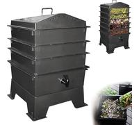 Kit per compostaggio da giardino regolabile con vassoi multipli, aerazione migliorata per un riciclaggio efficiente, ideale per giardino, cortile e balcone