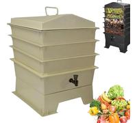 Kit per compostaggio da giardino regolabile con vassoi multipli, aerazione migliorata per un riciclaggio efficiente, ideale per giardino, cortile e balcone