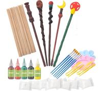 Kit per creare bacchette magiche,Set artigianale DIY, artigianato d'arte in legno,regalo di compleanno per feste di compleanno per bambini, premio per studenti,Halloween decorazioni-51pcs