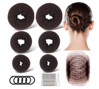Kit per creare chignon e reti per chignon, 6 pezzi per chignon, 20 reti per capelli invisibili, 40 forcine per capelli a forma di U, 5 elastici per capelli, set di accessori per capelli per donne