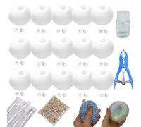 Kit per Creare Palline Antistress da 15 Pezzi, Pelle per Palline Antistress, Pressione e Sottovuoto con Coperchio, Pompa Dell'aria e Strumento di Espansione per Alleviare lo Stress (Milky White-4cm)