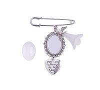 Kit per creare spille per bouquet di nozze, con cornice in pizzo, ovale, con ciondolo per feste, a forma di cuore, Misura unica, come descritto