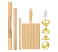 Kit per cuscinetti per pasta - Set per la produzione di pasta, rullo a rotelle filettato con tavola da impastare | Tamponi e strumenti per ravioli in 8 pezzi | Accessori per pasta per cene italiane