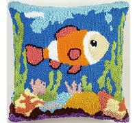 Kit per cuscino da divano, motivo pesce marino, kit per punto croce, per la realizzazione di tappeti e lavori di cucito, per principianti, fai da te, per punto croce, uncinetto, lavori di cucito, 43 x