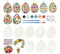 Kit per Decorare Le Uova di Pasqua,110 Pezzi Uova di Pasqua Ornamenti,Uovas di Pasquas da Decorare Decorative Kit,Artigianato in Legno di Pasquas,per Artigianato Fai-Da-Te Pasquae Feste Decorazioni