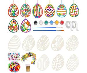 Kit per Decorare Le Uova di Pasqua,110 Pezzi Uova di Pasqua Ornamenti,Uovas di Pasquas da Decorare Decorative Kit,Artigianato in Legno di Pasquas,per Artigianato Fai-Da-Te Pasquae Feste Decorazioni