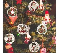 Kit per Decorazioni Natalizie con Diamanti DIY in Legno, 6 Pezzi | Lavoretti con Strass fai-da-te: decorazione per albero di Natale, in legno, da appendere su un solo lato, ideale come regalo