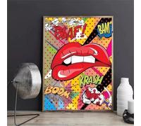 Kit per diamond painting 5D fai da te,Labbro mordace di Pop Graffiti Art Diamond arte Painting Immagini secondo i numeri,DIY Ricamo a punto croce diamante painting,Regalo per Decorazione Casa 40x50cm