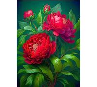 Kit per Diamond Painting 5D, Fiore di peonia in fiore, E Pittura Diamante, Diamante Strass Punto Croce Ricamo Pittura Painting con Numeri per Adulti, Bambini, Casa Parete Decorazioni