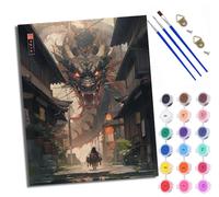 Kit per dipingere con i numeri, fai da te su tela, per principianti, con drago gigante sul cielo, con colori acrilici e pennelli di alta qualità, 40 x 50 cm, decorazione per la casa o il compleanno