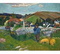 Kit per dipingere con i numeri, per adulti, motivo: il mandrio suino di Paul Gauguin, kit per la decorazione della casa, idea regalo