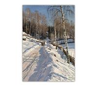 Kit per dipingere con i numeri, per adulti, Peder Mork, Monsted Sleigh Ride on a Sunny Winter Day, Kit per pittura a olio con numeri, per decorazione della casa, regali