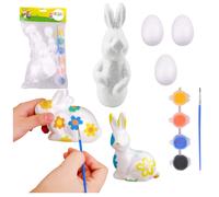 Kit per dipingere decorazioni pasquali in polistirolo Coniglio e 3 uova con colori
