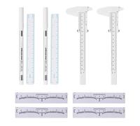 Kit per Disegno Sopracciglia - 10 Strumenti, 2 Righelli di Misurazione, 2 Pennarelli Bianchi, 2 Righelli di Carta