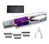 Kit per extension 6D, strumento per extension a 5 pin senza traccia con strumento di rimozione e 40 fibbie a forma di C per capelli umani da salone(Black)
