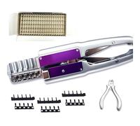 Kit per extension 6D, strumento per extension a 5 pin senza traccia con strumento di rimozione e 40 fibbie a forma di C per capelli umani da salone(Gold)