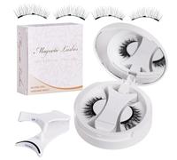 Kit per eyeliner magnetico portatile | No-Glu Self-Adhering Natural Lashes | Reusable Storage Box With Applicator Clip | Soft Lightweight Beginner-Friendly Set