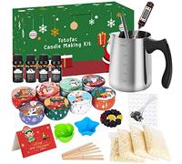 Kit per Fabbricazione Candele DIY, Fabbricazione Candele Kit DIY Set Regalo,50 Stoppini Cerato con Sostenitori,8 Candele Fai-da-Te Barattoli Latta Creazione