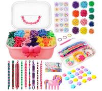 Kit per Fare Braccialetti Ragazze e Amicizia Bambini Pettine per Trecce Forma Unicorno e 1000+ Elastici per Capelli Colorati
