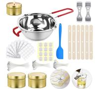 Kit per Fare Candele Fai Da Te,Stoppino Candele Kit,Kit Candele Fai Da Te,Set per Candele Fai Da Te,1 Crogiolo,150 Stoppino per Candele, 2 Barattolo per Candele,2 Supporti Stoppino in Metallo