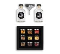 Kit per Fare Gin Artigianale a Casa DIY - 9 Botaniche Premium, Bottiglie in Vetro e Accessori Completi - Set per Infusione Gin Fatto in Casa - Idea Regalo Originale per Amanti del Gin