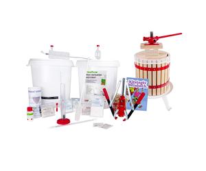 Kit per fare il vino - MAXI con pressa per frutta 12 litri, istruzioni in tedesco