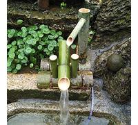 Kit per fontana ad energia solare per esterni, beccuccio in bambù per giardino, 100% fatto a mano, lunghezza 25 cm, ideale per terrazze e paesaggistica