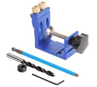 Kit per fori tascabili, guida per falegnameria in metallo resistente con angolo di 15° per viti precise e nascoste, include morsetto, punta per trapano a gradino, cacciavite e collare di arresto in
