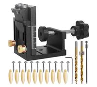 Kit per fori tascabili per la lavorazione del legno, in lega di alluminio, con morsetto a 15 gradi, per la lavorazione del legno, set di localizzatori per foratura fai da te, mobili (nero)