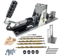 Kit per fori tascabili - Professionale Pocket Screw Jig con guida precisa per trapano, strumenti per la lavorazione del legno per falegnameria fai da te e costruzione di armadi