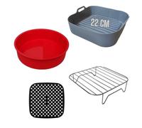 KIT PER FRIGGITRICE AD ARIA teglia friggitrice ad aria 22 cm, Stampo Silicone Torta Tappetino friggitrice ad aria e Griglia per Friggitrice ad Aria Compatibile con COSORI Dual Blaze, Cosori Turboblaze
