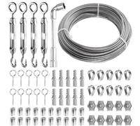 Kit per fune in acciaio inox 304, 2 mm, 30 m, con occhielli per corda, piante rampicanti, corda per stendibiancheria