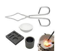 Kit per fusione del metallo - Set crogiolo per fusione 'oro da 4 pezzi Strumenti riutilizzabili resistenti al calore, Attrezzatura per la creazione di gioielli Design con impugnatura antiscivolo,