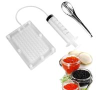 Kit per gastronomia molecolare, scatola per caviale, dispenser sferico per caviale, 100 fori, dispenser per salsa di capriolo, strumenti con cucchiaio e siringa, kit rapido per la creazione di caviali