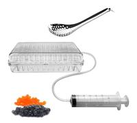 Kit per gastronomia molecolare, set di scatole sferiche per caviale, include scatola per caviale, tubo, siringa e cucchiaio per caviale, produce 96 palline di caviale molecolare contemporaneamente