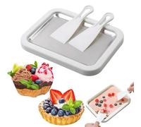 Kit per gelato arrotolato, piastra di congelamento istantaneo portatile per uso domestico con 2 raschietti in acciaio inossidabile, vassoio per dessert congelati fai da te per diver white 22.5*17.5cm