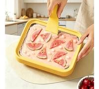 Kit Per Gelato Arrotolato, Piastra Refrigerante Istantanea Con 2 Spatole, Strumento Fai-da-te In Acciaio Inossidabile Per Gelati Alla Frutta, Dessert E Yogurt Ghiacciato(Yellow,20.5cm)