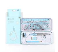 Kit per geometria matematica, 8 pezzi, include righelli, goniometro, bussola, matita, gomma per disegni di ingegneria, scuola, ufficio, insegnanti e studenti, strumenti essenziali con custodia