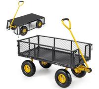 Kit per Giardino rialzato Carrello da Giardino Multiuso 3 in 1 da 400 kg Carrello da Giardiniere in Acciaio con pianale con Maniglia Girevole a 180° Lati Rimovibili Tappetino in Go
