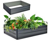 Kit per Giardino rialzato, fioriera rialzata Ovale/Rettangolare in Metallo con Fondo Aperto, per Interni ed Esterni, per la Coltivazione di Frutta, Fiori, Erbe aromatiche (Grigio r