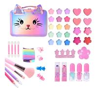 Kit per Giocattolo Cosmetico Lavabile Genuino | Set da bambino con borsa a forma di gatto per le nazioni, in finto costume per feste di compleanno