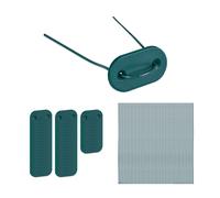 Relaxdays Kit per Il Fissaggio Telo Frangivista, Set Piastre di Montaggio e 52 Aste in Filo Metallico, Verde, Ferro, H x D: 15 x 0,1 cm