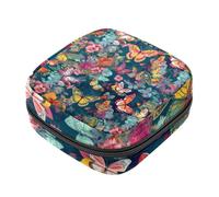 Kit per il primo ciclo mestruale con farfalla con fiore per ragazze, salvaslip per assorbenti mestruali, porta assorbenti con cerniera, organizer per tovaglioli sanitari