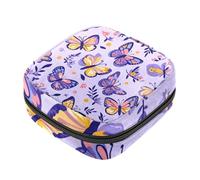 Kit per il primo ciclo mestruale con motivo farfalla e fiore viola, per ragazze e donne, portamonete mestruale, porta assorbenti con cerniera, organizer per tovaglioli sanitari