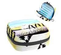 Kit per il primo ciclo mestruale con motivo gabbiano tramonto per ragazze, salvaslip per tamponi, borsa mestruale con cerniera, organizer per tovaglioli sanitari