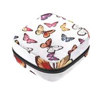 Kit per il primo ciclo mestruale con sfondo bianco a forma di farfalla, per ragazze, salvaslip per assorbenti mestruali, porta assorbenti con cerniera, organizer per tovaglioli sanitari