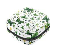 Kit per il primo ciclo mestruale per ragazze e donne, salvaslip per mestruazioni, con motivo floreale e farfalla verde, porta assorbenti con cerniera, organizer per tovaglioli
